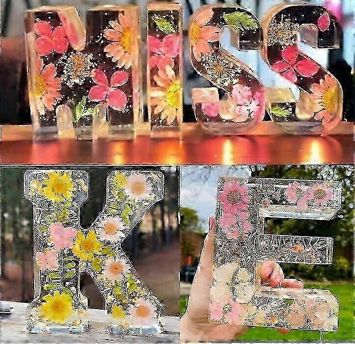 Pressed Flower Resin Letters with LED Light, 26 Letter Selection