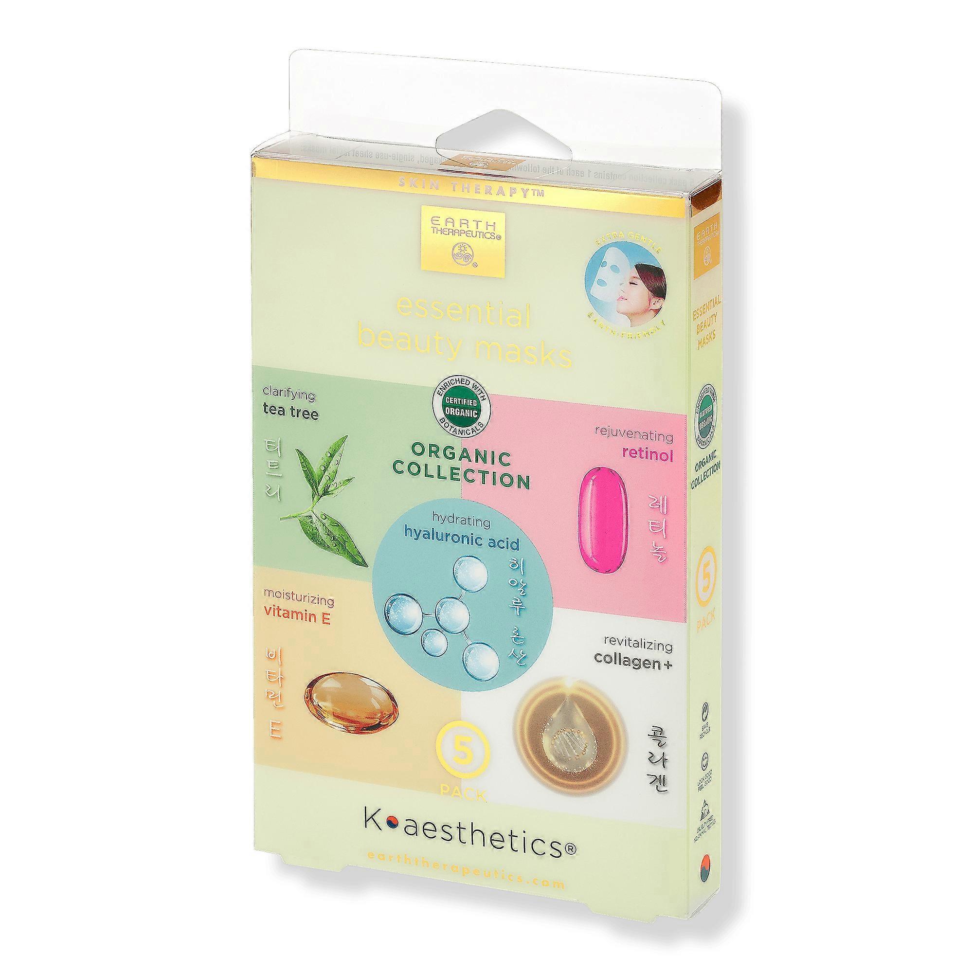 Earth Therapeutics Organic Collection Essential Beauty Masks, 5 Ea