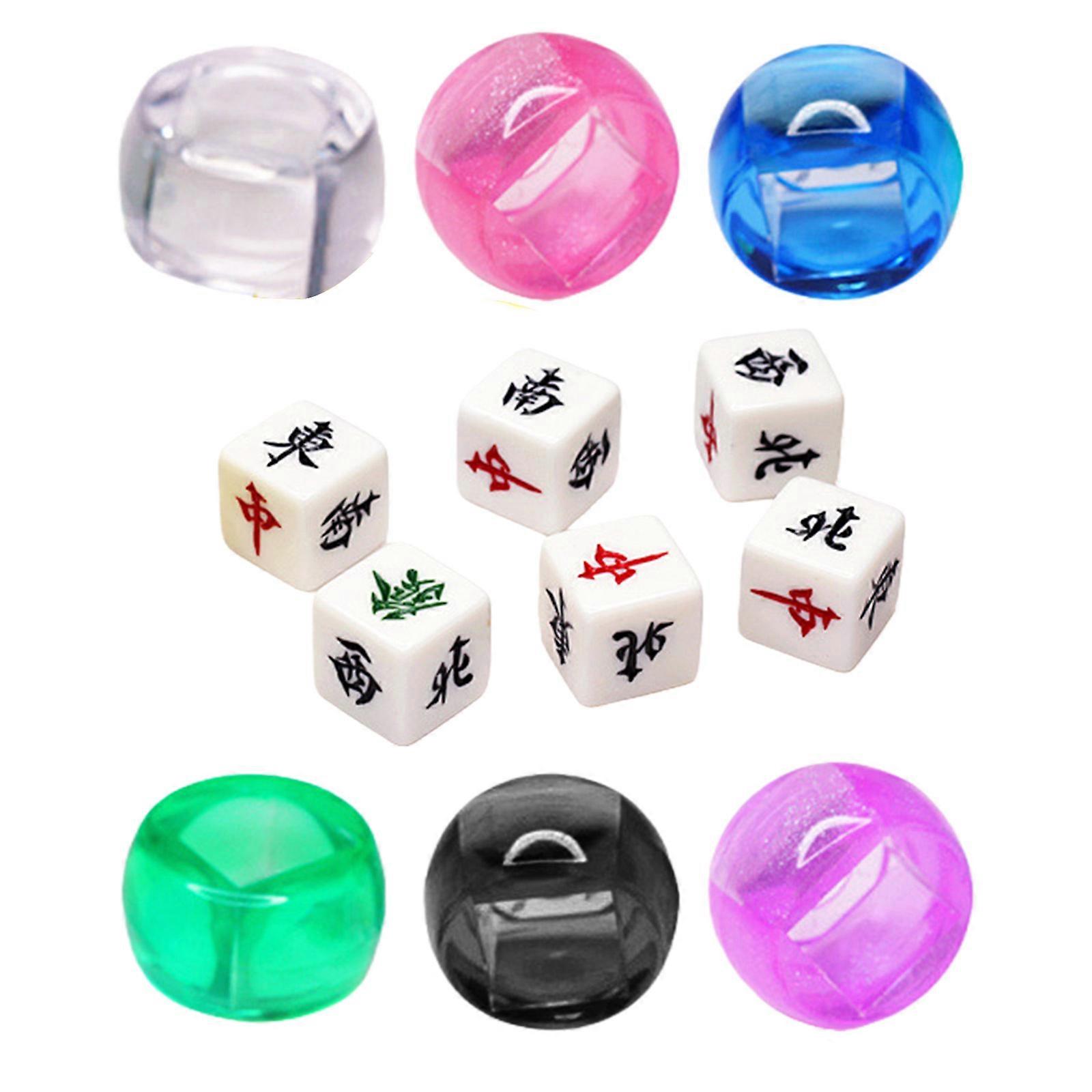 Acrylic 6 Sided Round Corner Dices Chinese Mahjong Role Playing Dices for Table Game, Classroom Teaching Easy to Use Multicolor