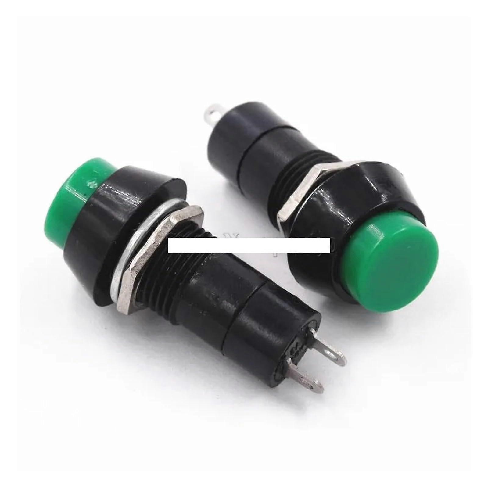 10PCS Momentary Push Button Switch ON Off 250V 1A Green Round for Circuit Control