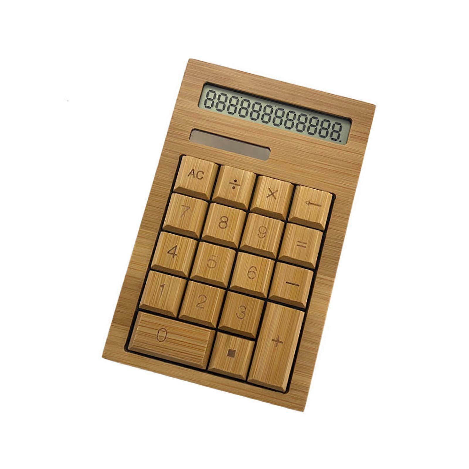 Stylish Solar Calculator With Natural Wood Texture Body Modern Pattern Office Essential For Professional Multicolor