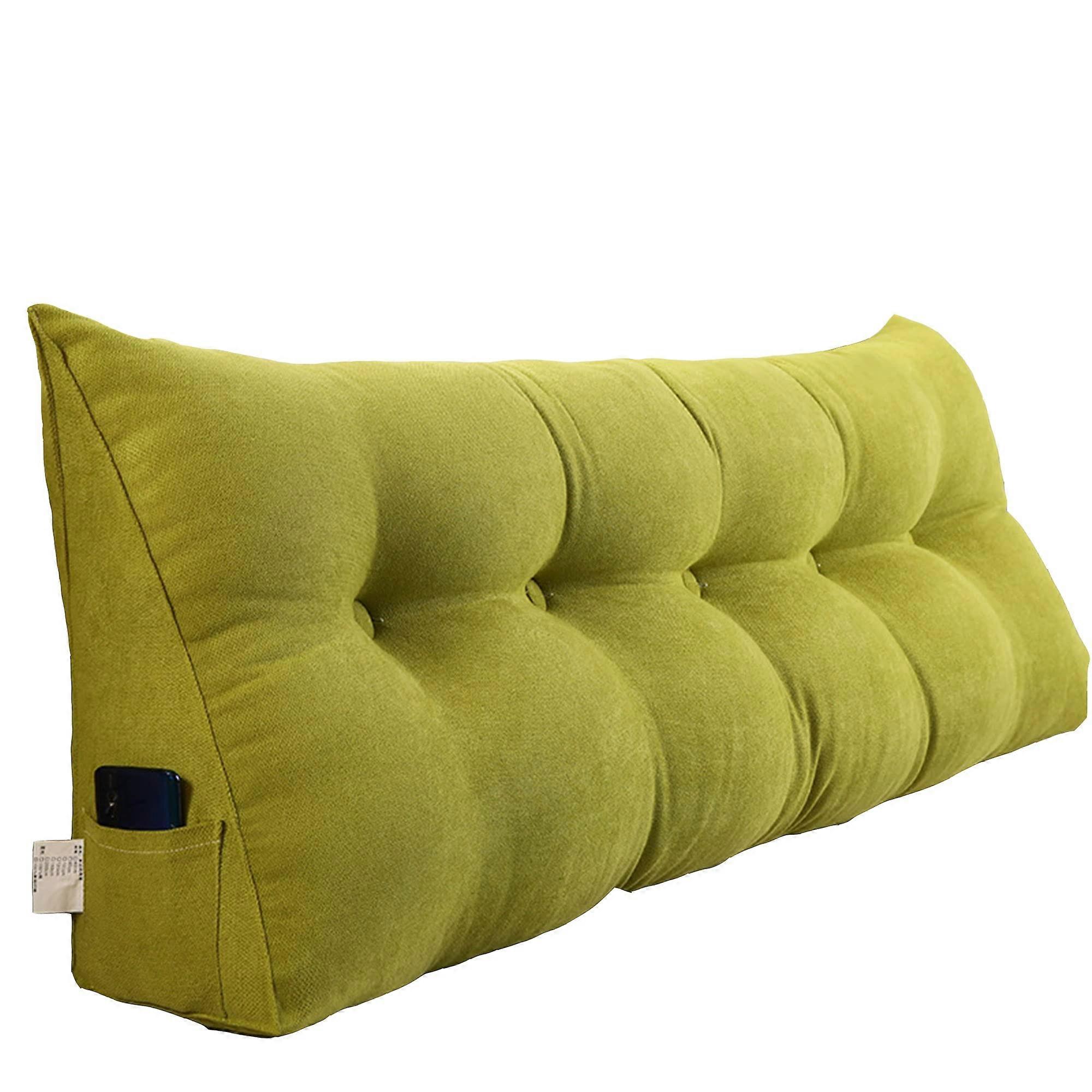 Large Green Backrest Reading Pillow with Removable Cover for Bed or Daybed 200x50x20cm