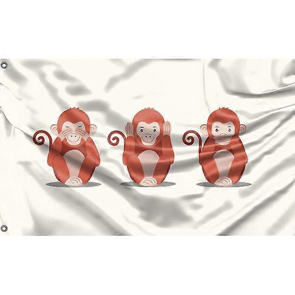 Three Wise Monkeys Flag L1045
