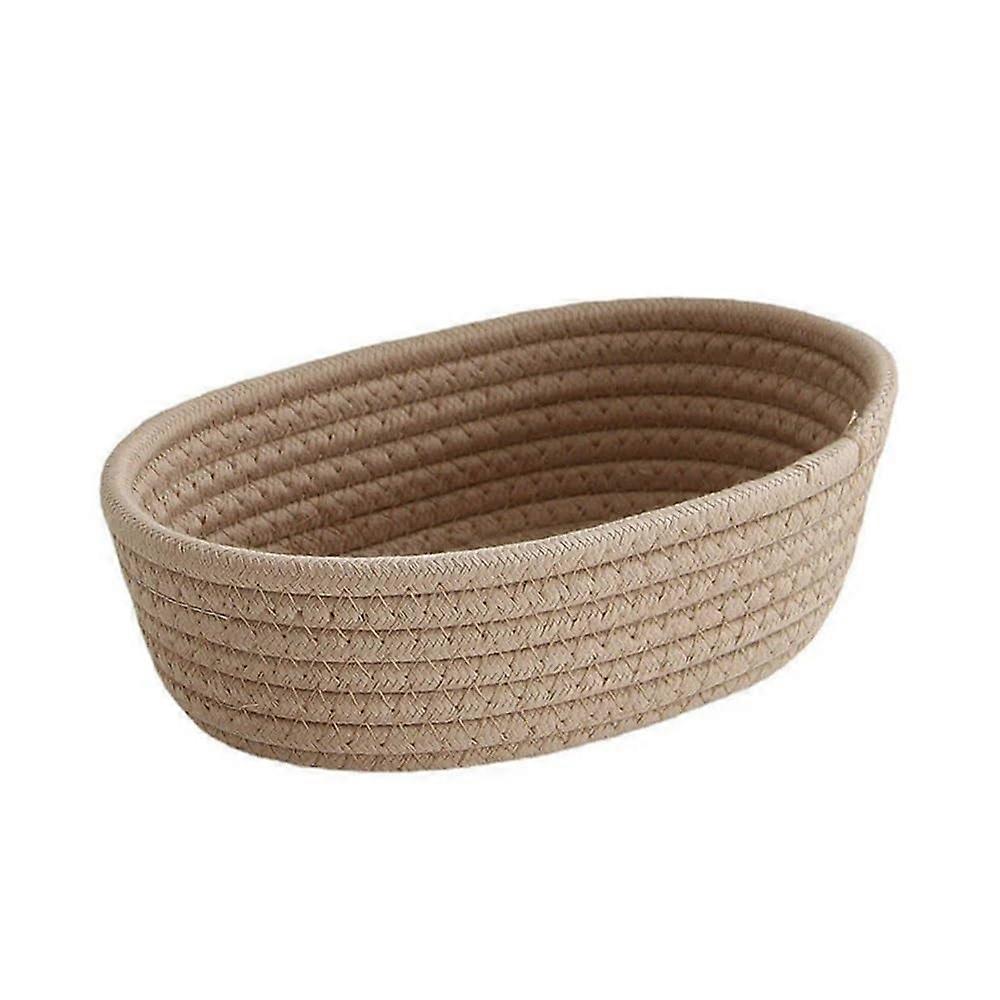 Woven Storage Baskets Multifunctional Desktop Organizer Khaki L Handwoven Sundries Box For Cosmetics And Kids Toys