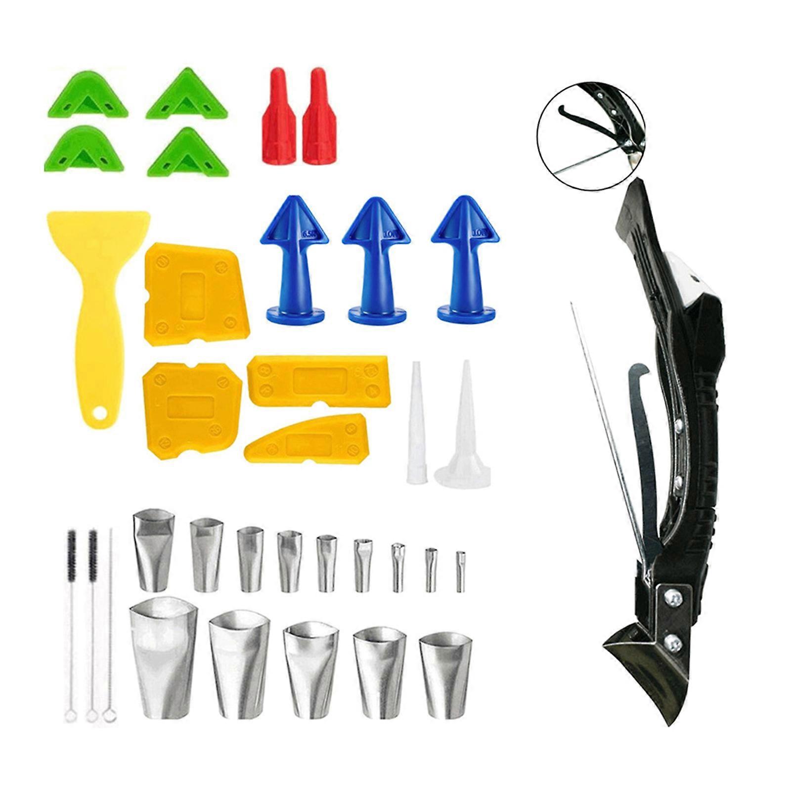 Handy 5 in 1 Caulking Tool Kits Essential Sealant Finishing Tool Set Caulking Tool Remove Uneven Glues Residues 35pcs Multicolor