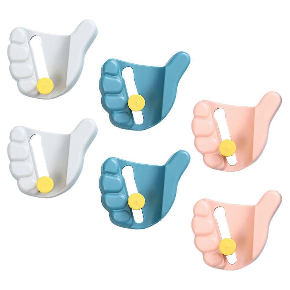 6pcs Traceless Mop Holders Thumb Design Mop Hanging Hooks Practical Mop Clips