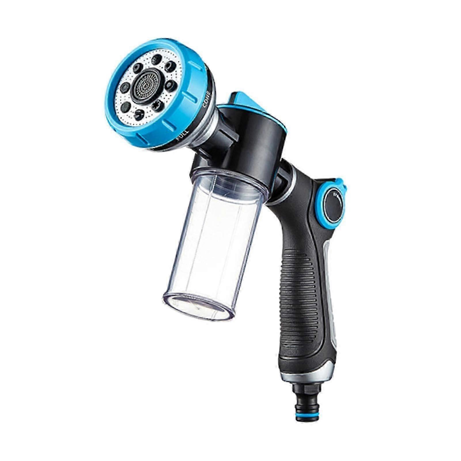 Garden Hose Nozzle with Soap Dispenser, 8 Spray Patterns, Lightweight Foam Sprinkler, 8.6 x 6.7 x 2.3 Inch for Cleaning