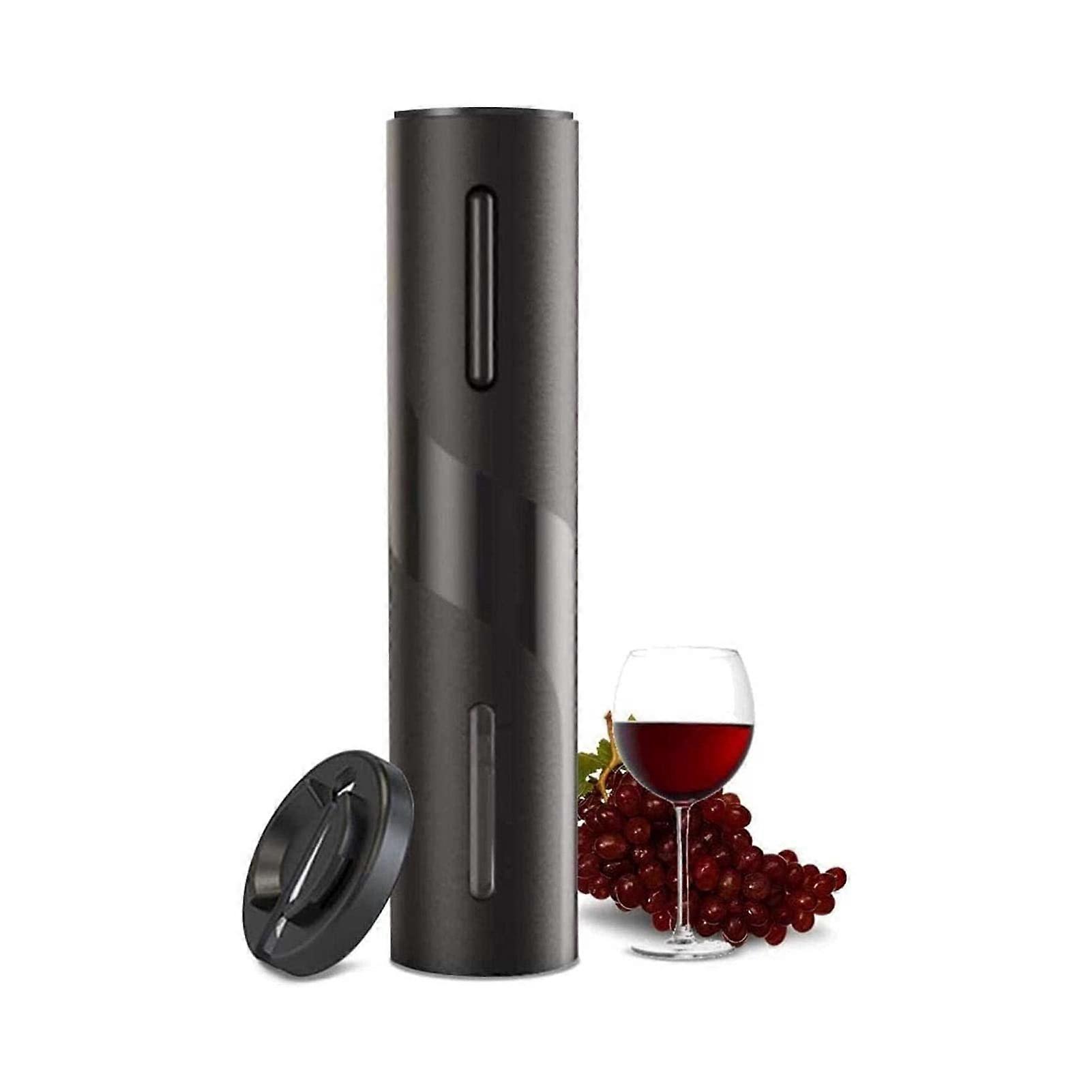Electric Wine Opener Set with Foil Cutter – Battery Operated Cordless Corkscrew for Bottles – Black