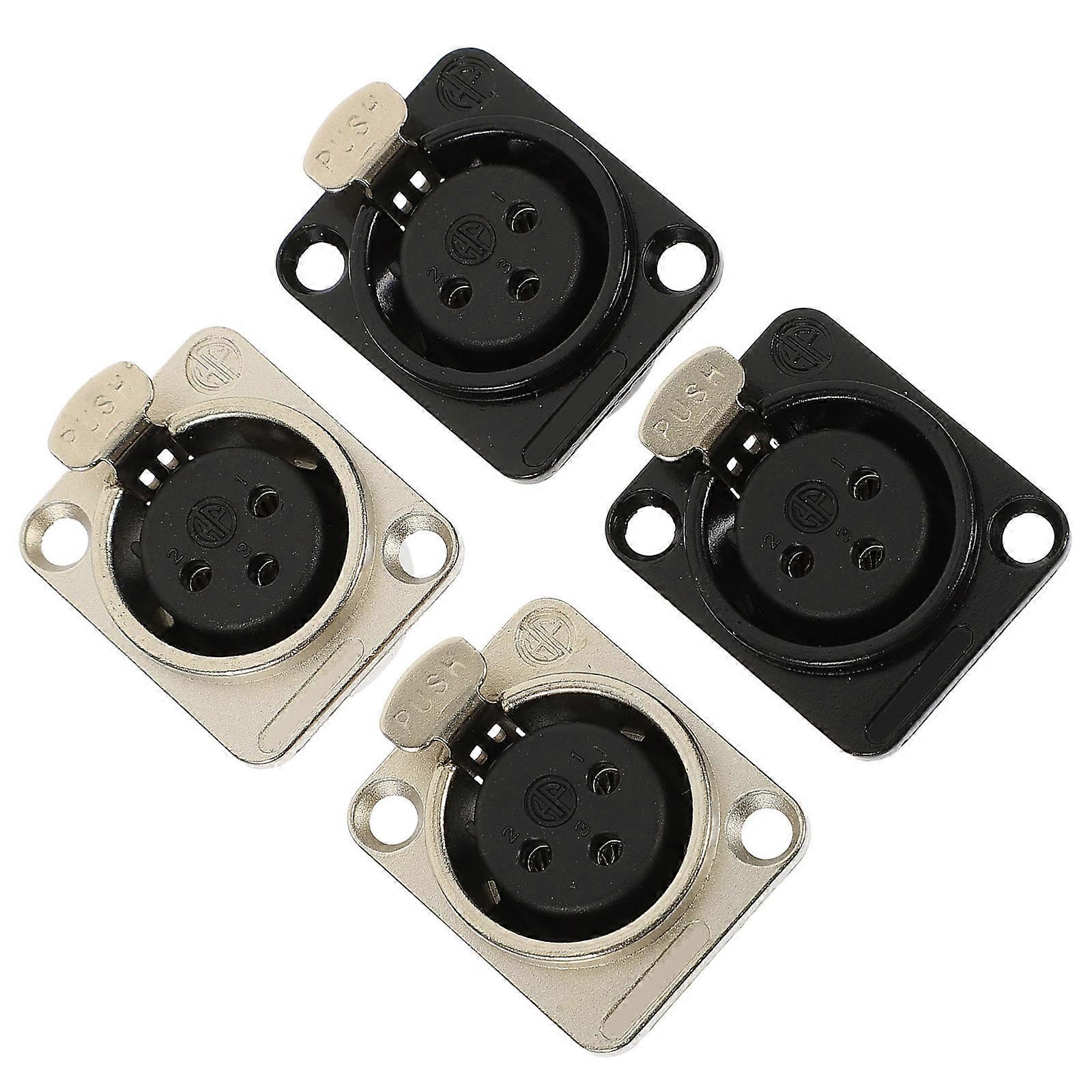 Xlr Female Jack Socket for Microphone 4Pcs Audio Speaker Panel Mount