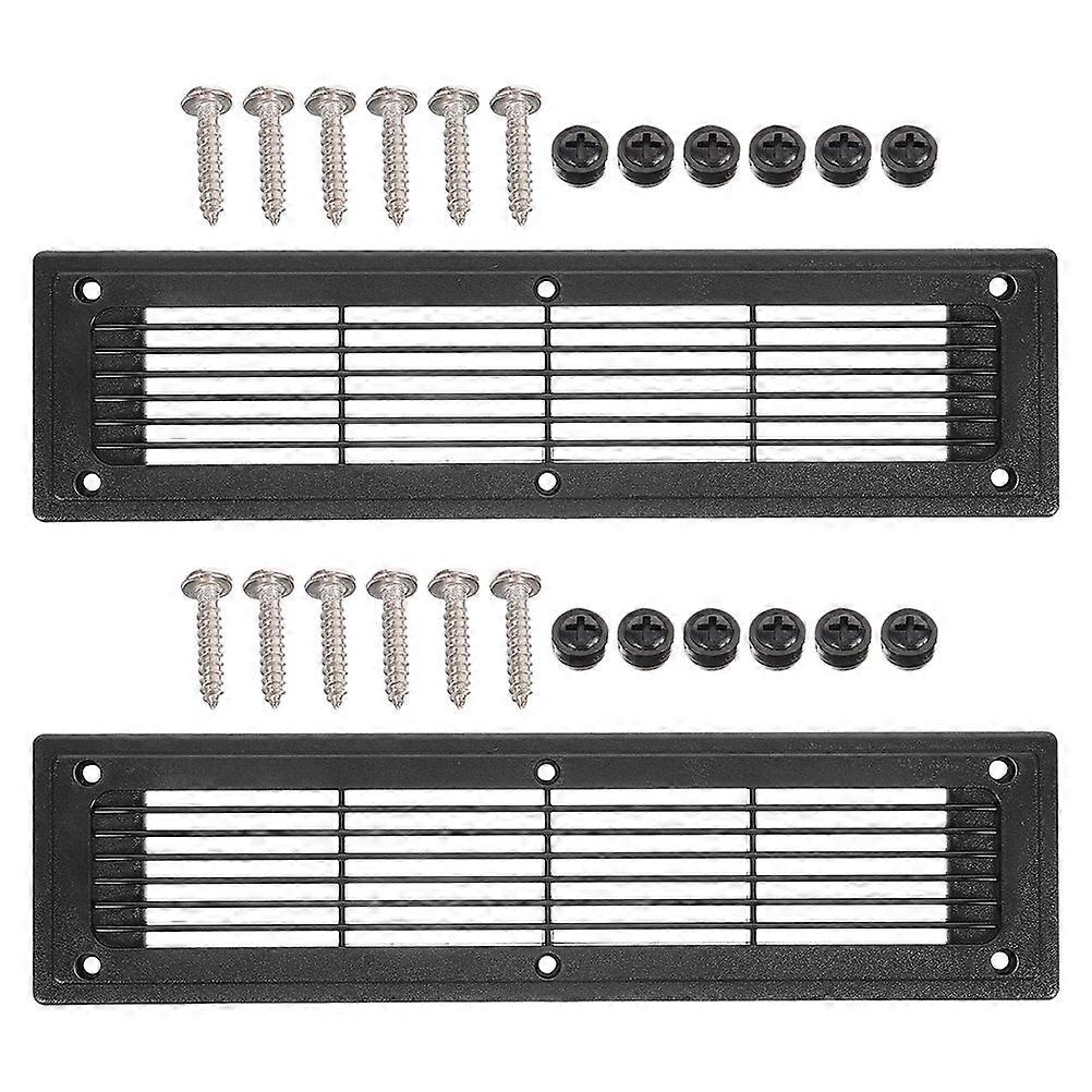 Adjustable Ventilation Grille for Central Air Conditioning with Durable Plastic Black 2 Pcs