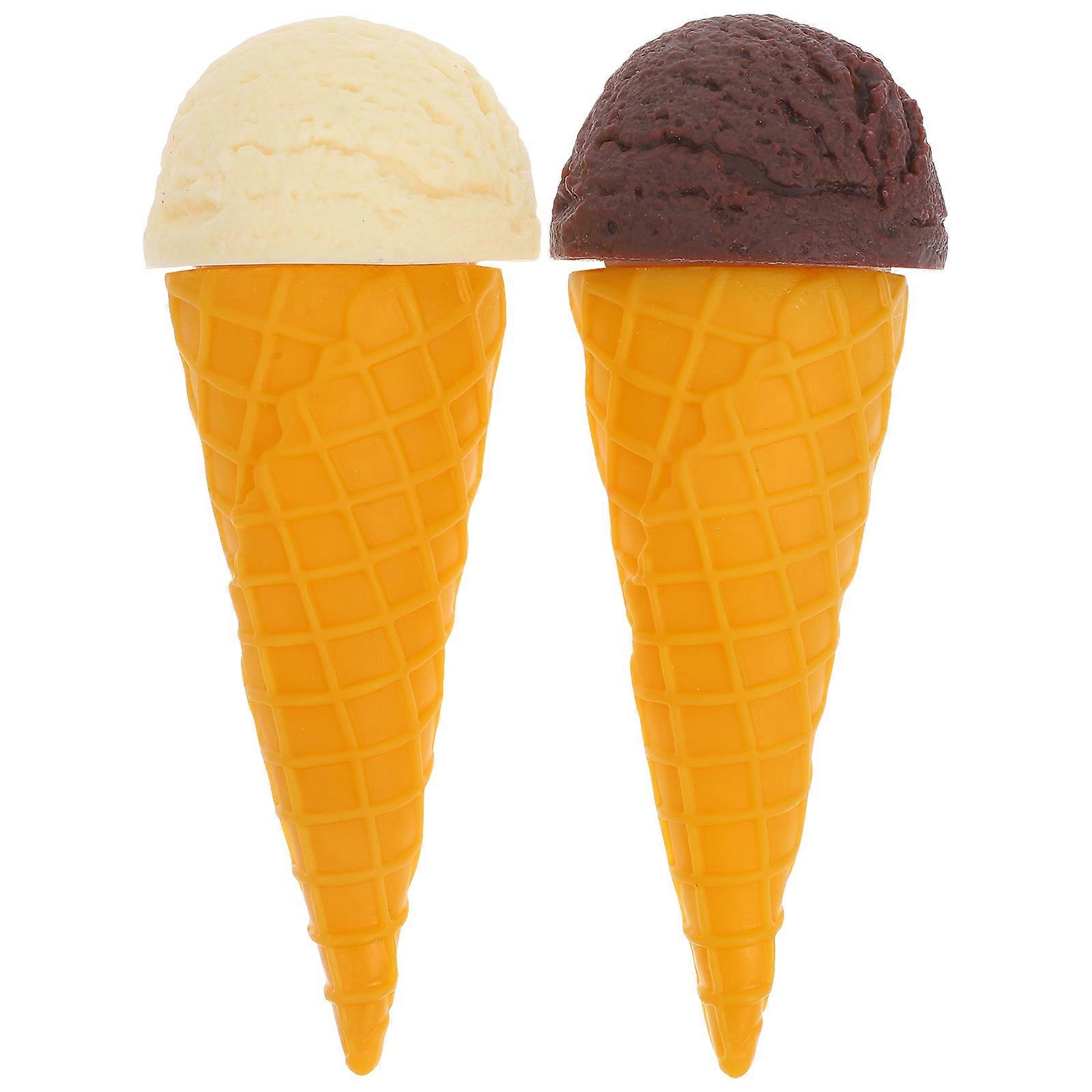 Simulation Ice Cream Cone Decoration PVC Fake Model Prop 2Pcs Set