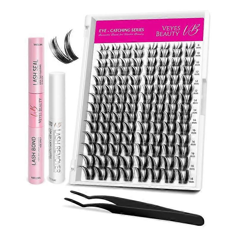 VEYESBEAUTY VB-Bunny Cluster Lashes 100% Handcrafted Ultra-thin Extremely Fine Invisible Band False Eyelash Wispy Faux Mink Lash Mixed Lengt