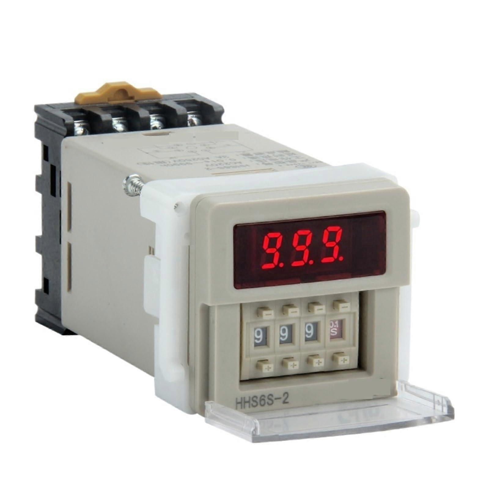 AC220V Digital Time Delay Relay with Dual Contacts, Programmable Timer Switch, Power Failure Memory