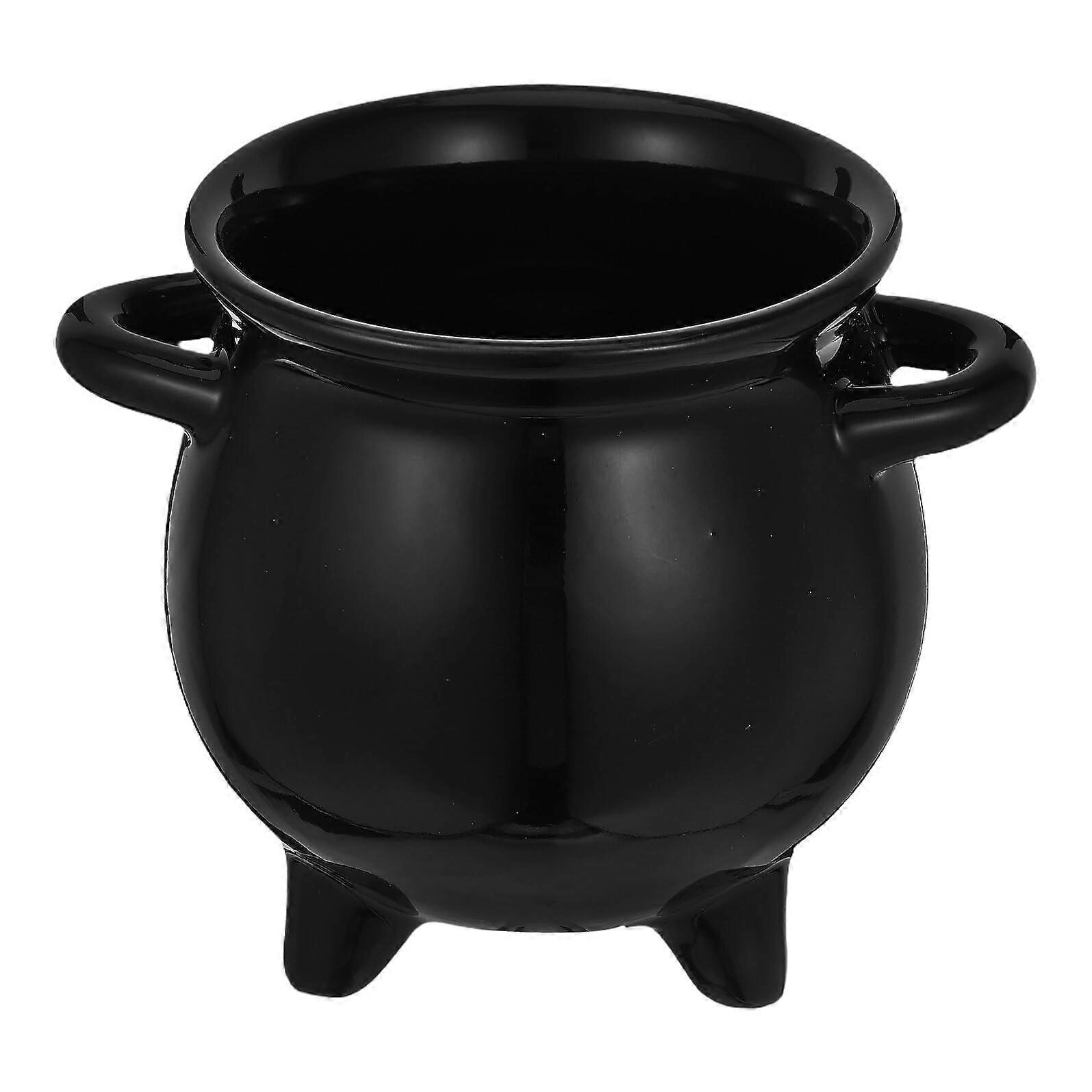 Halloween Ceramic Cauldron Candy Jar with Witch Motif, Durable  Bucket for Parties and Holidays