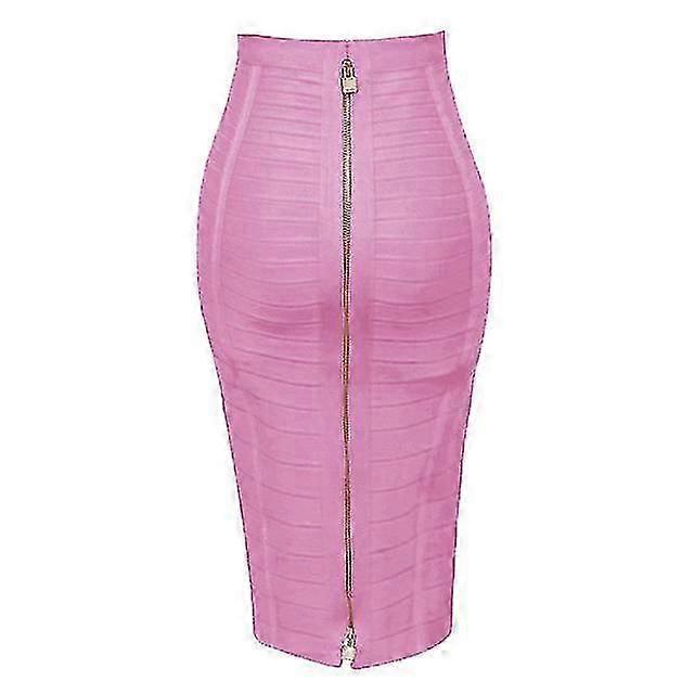 Women's Sexy Zipper Rayon Bandage Skirt with High Elasticity and Striped Pattern