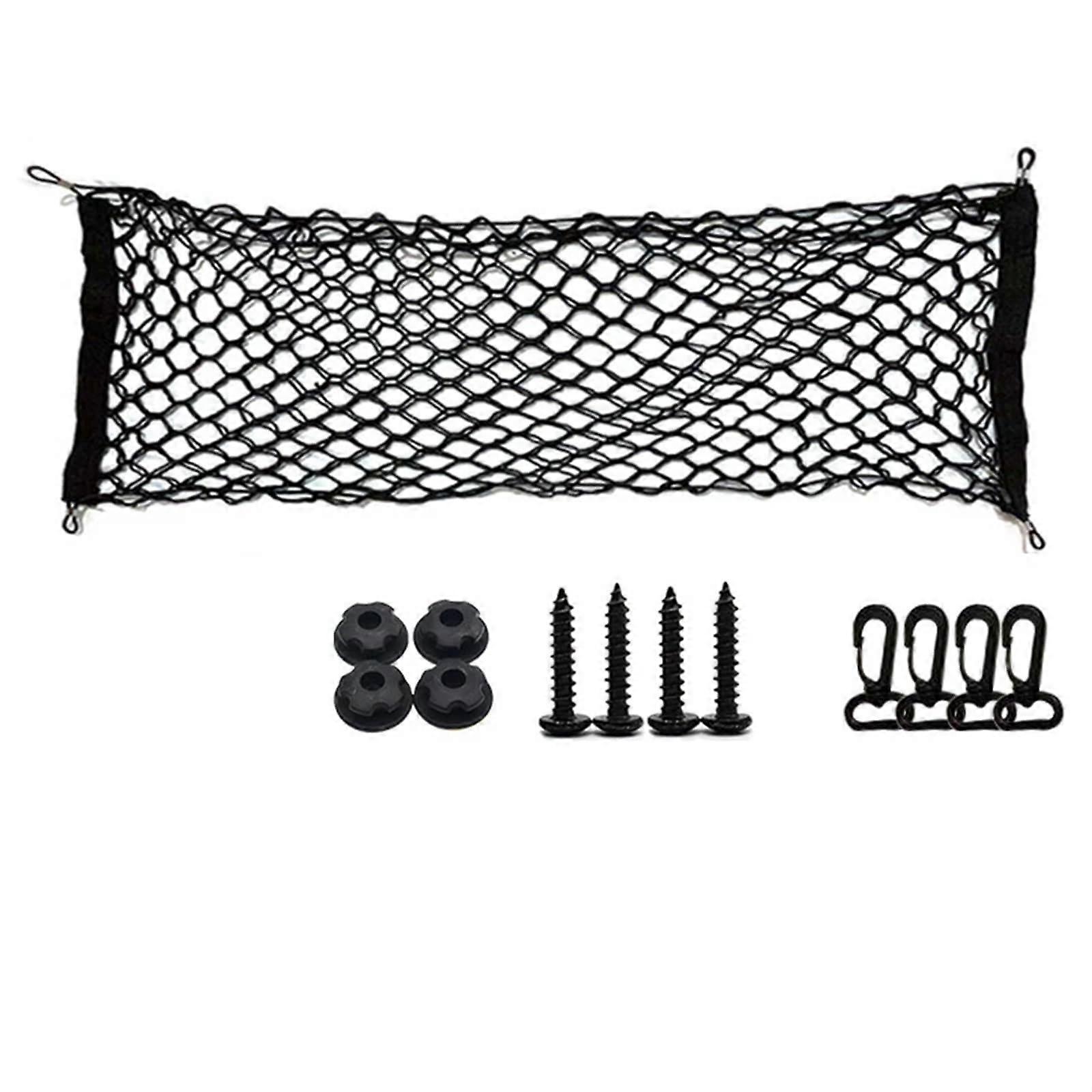 Cargo Net Double Layer Nylon Car Trunk Organizer with Hooks for Secure Luggage Storage 110x40cm