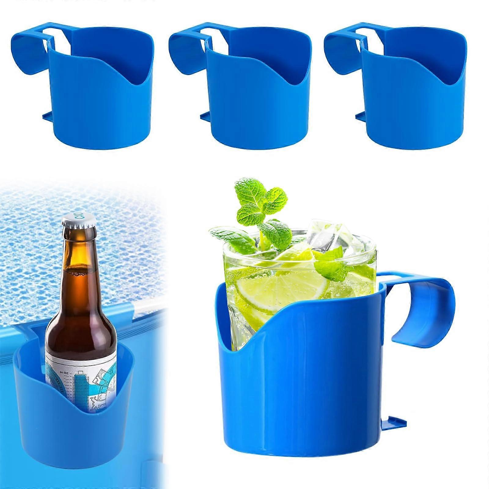 Pack of 4 Plastic Pool Drink Holders with Secure Hook Design for Above Ground Poolside Storage
