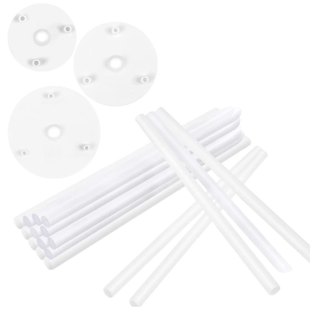 Cake Supports - Pack of 18 Cake Stands, Reusable Dowel Rods, Cake Supports with 3 Cake Plates, for