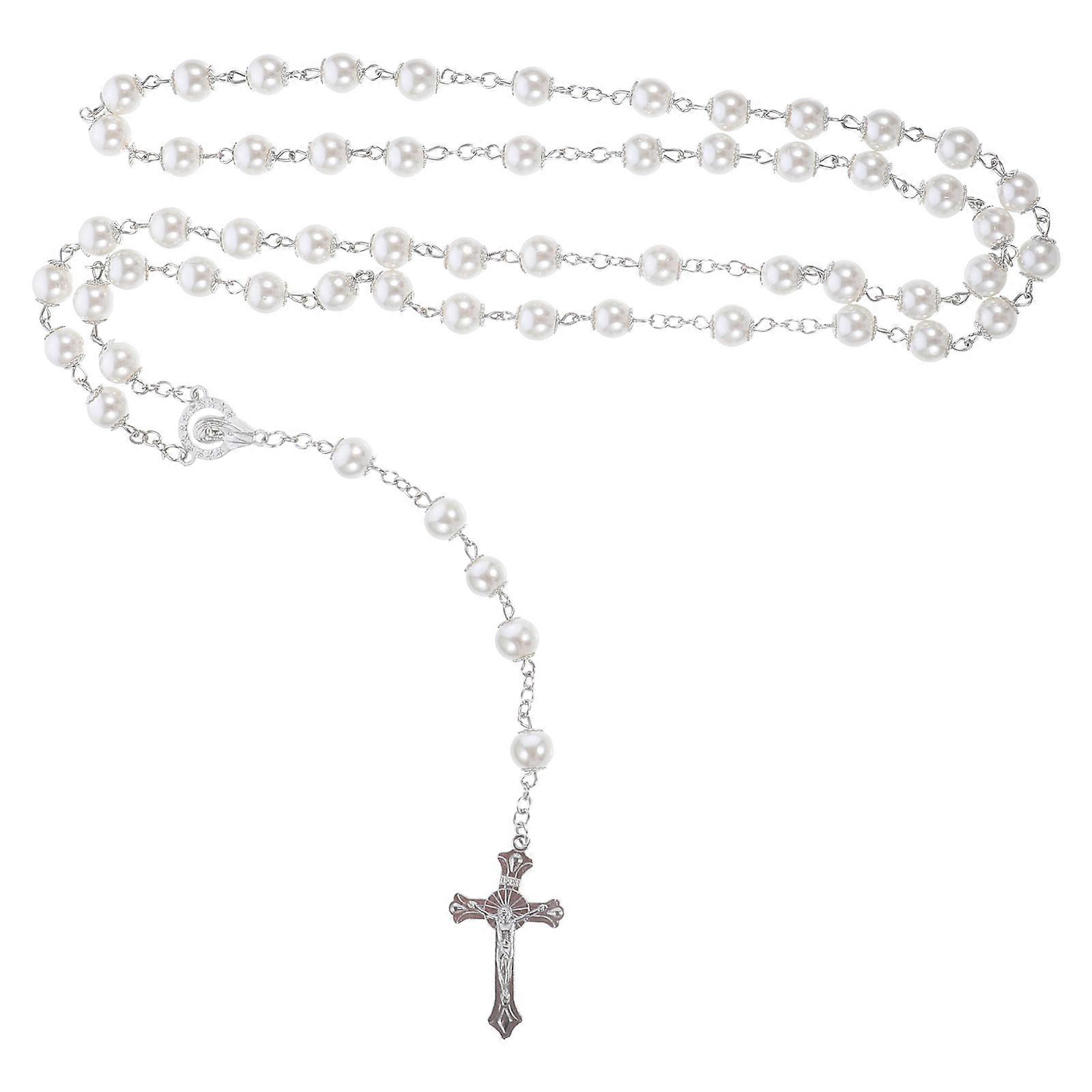 Delicate Cross Necklace for Religious Believers Adjustable Size Silver 1Set