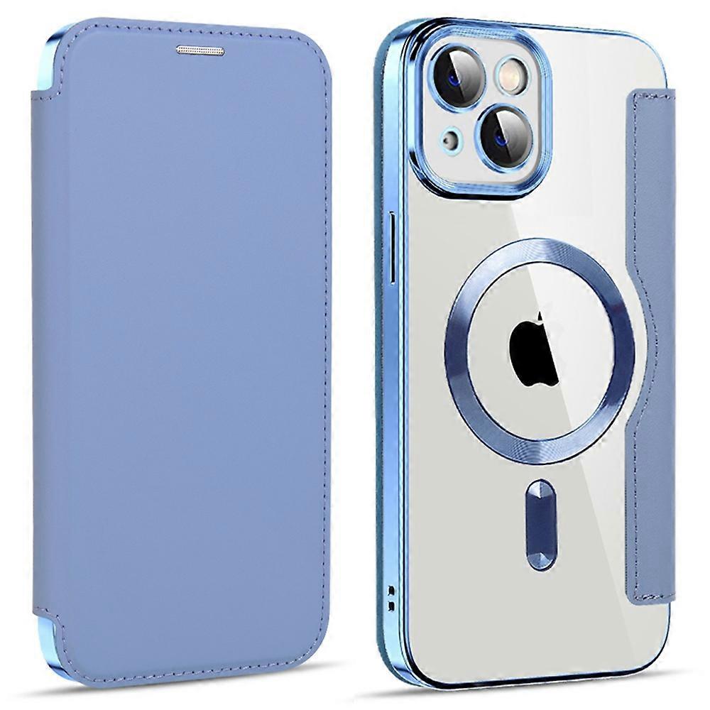 For iPhone 14 Plus Compatible with MagSafe RFID Blocking Card Slots Scratch Proof PU Leather+TPU Ele