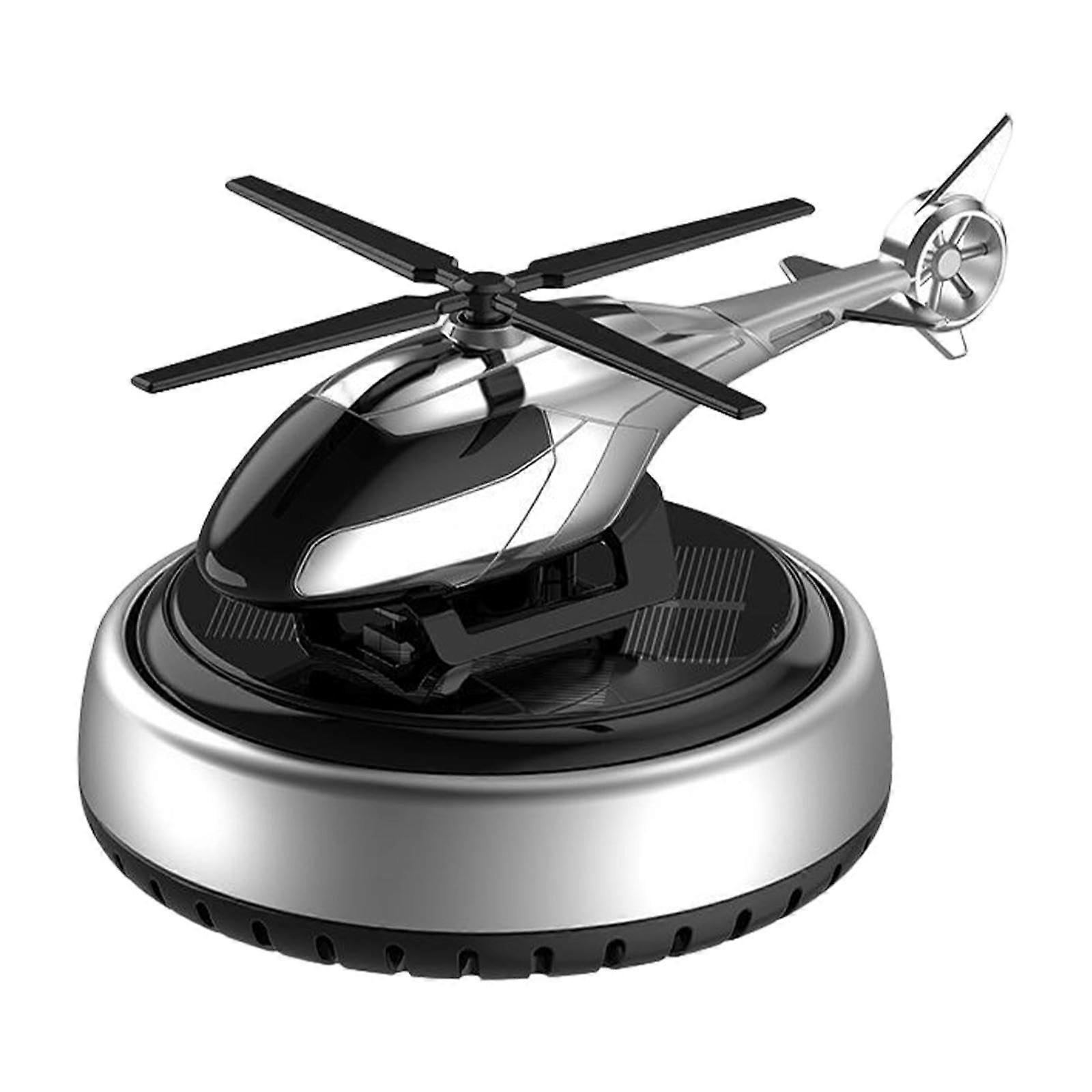 Solar Powered Rotating Car Air Freshener Aroma Diffuser Alloy Dashboard Decor, Silver