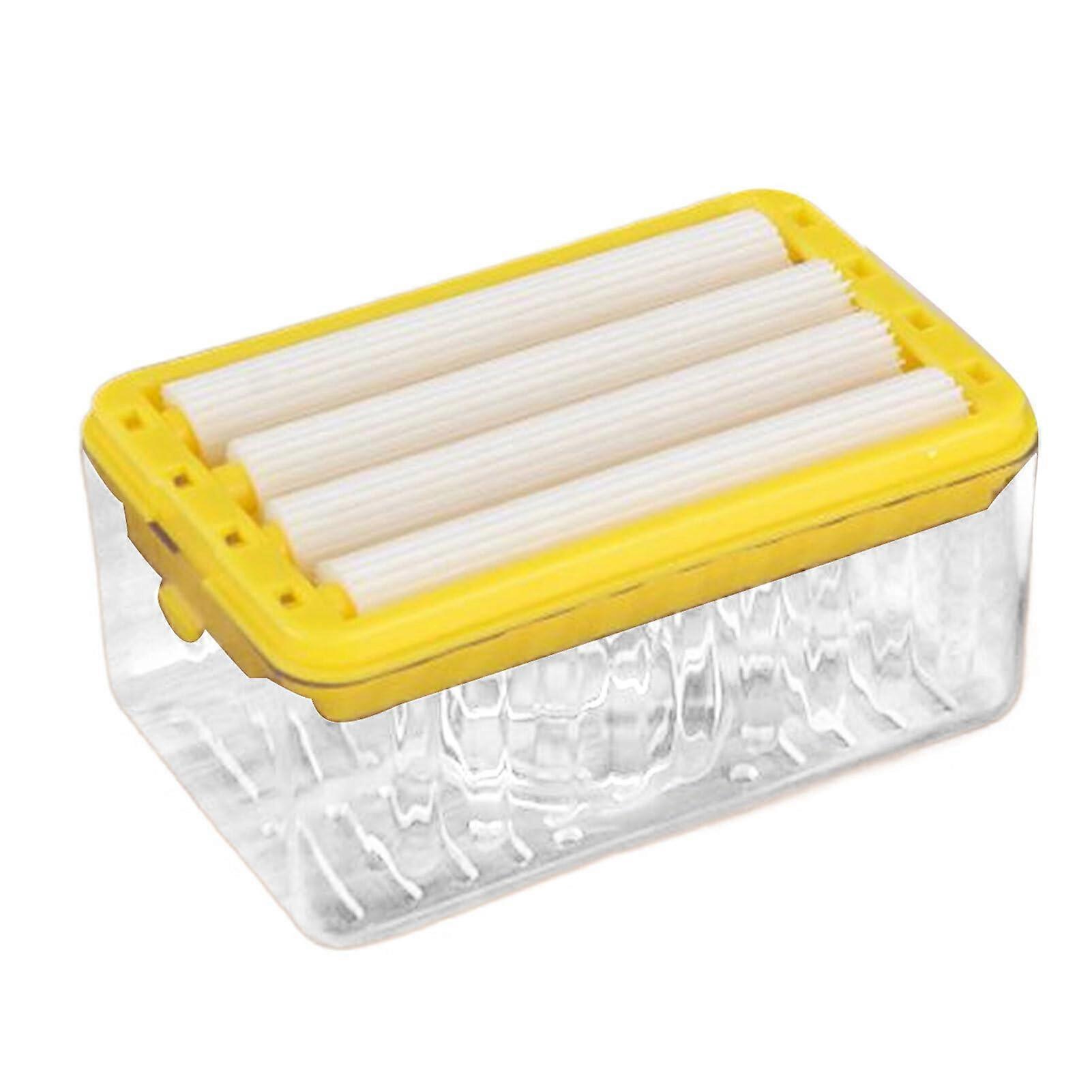 Bathroom Soap Dish with Roller Dense Bubble Maker Quick Drain ABS Holder for Bathroom, Yellow