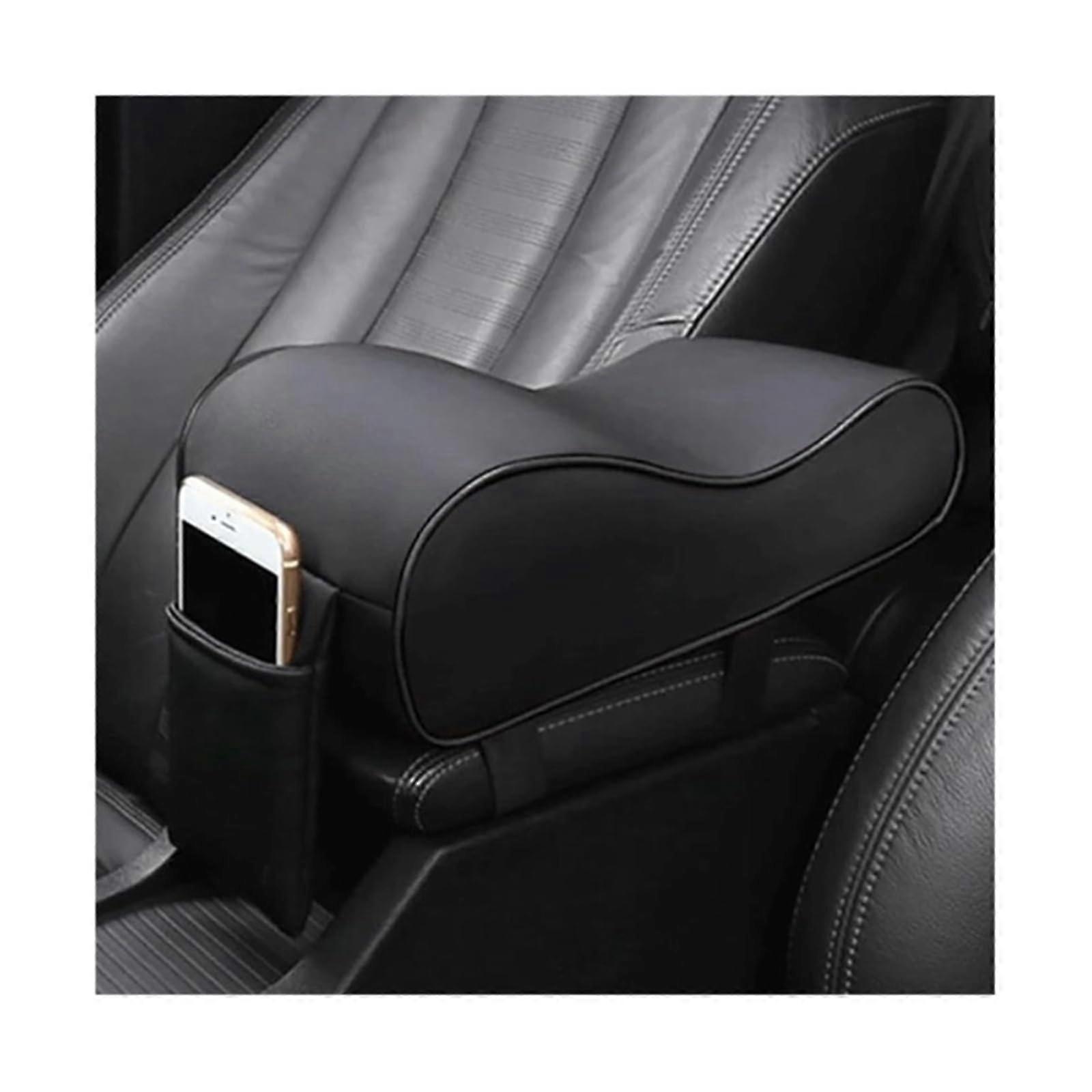 Car Armrest Pad Leather Memory Foam Cushion with Storage Pocket for Universal Center Console