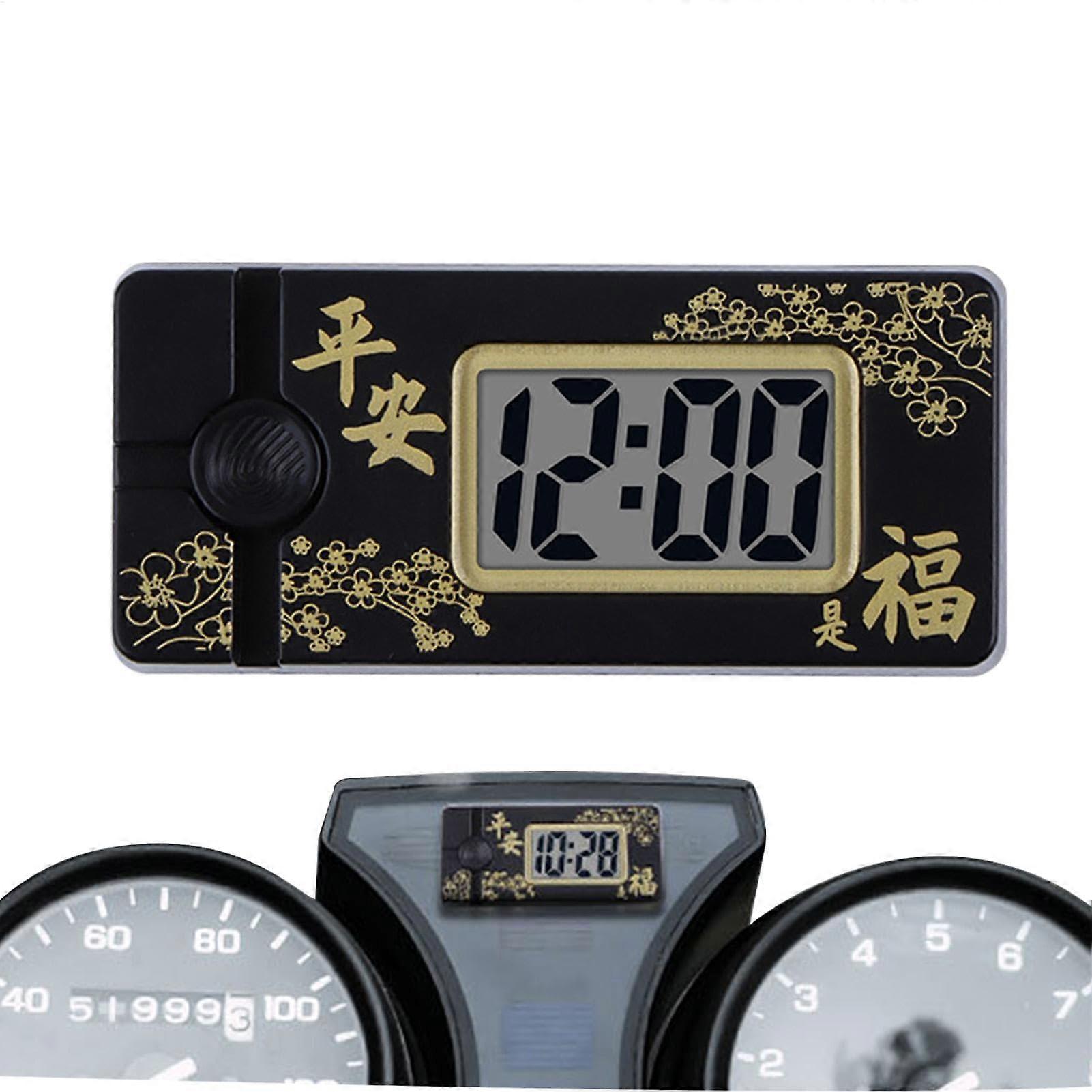 Car Digital Clock with Clear LCD Display and Soft Night Light for Motorcycle Dashboard
