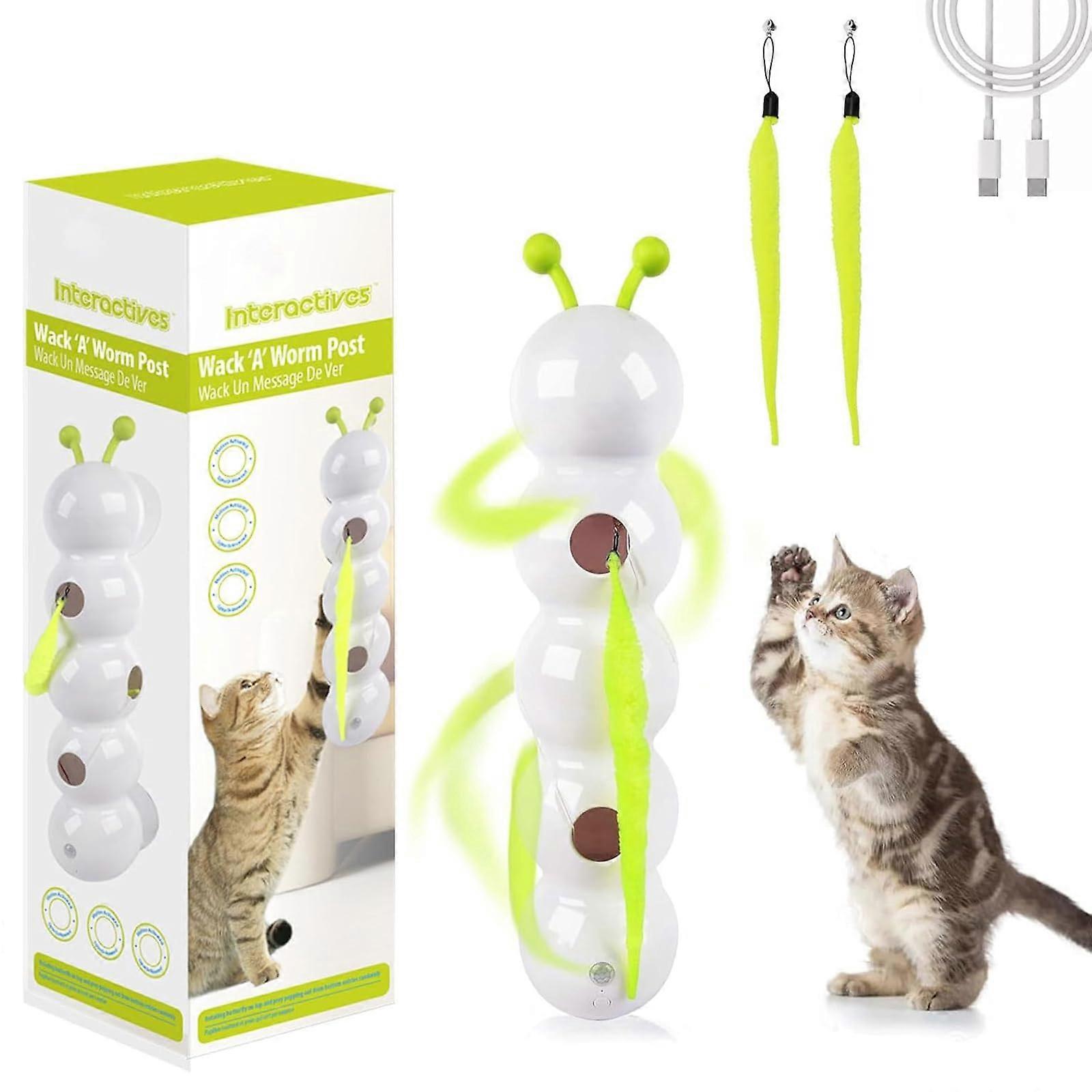 Interactive Cat Toy with Smart Motion Sensor, Rechargeable Feather Tail for Indoor Kitten Exercise