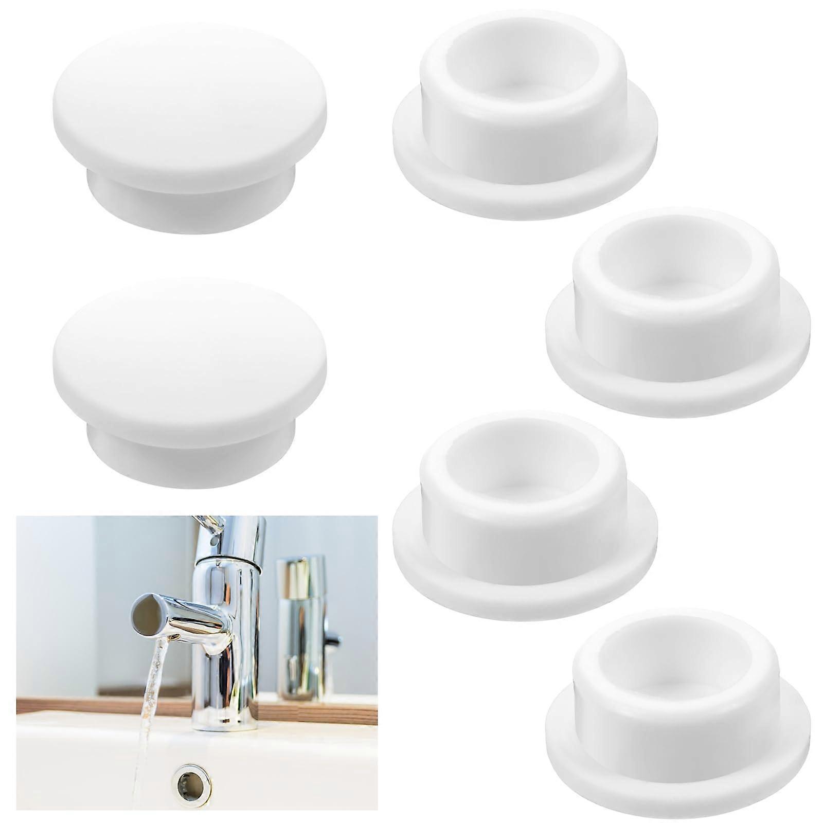 6Pcs Silicone Sink Overflow Cover Caps, Secure Fit Bathroom Basin Drain Plug, White