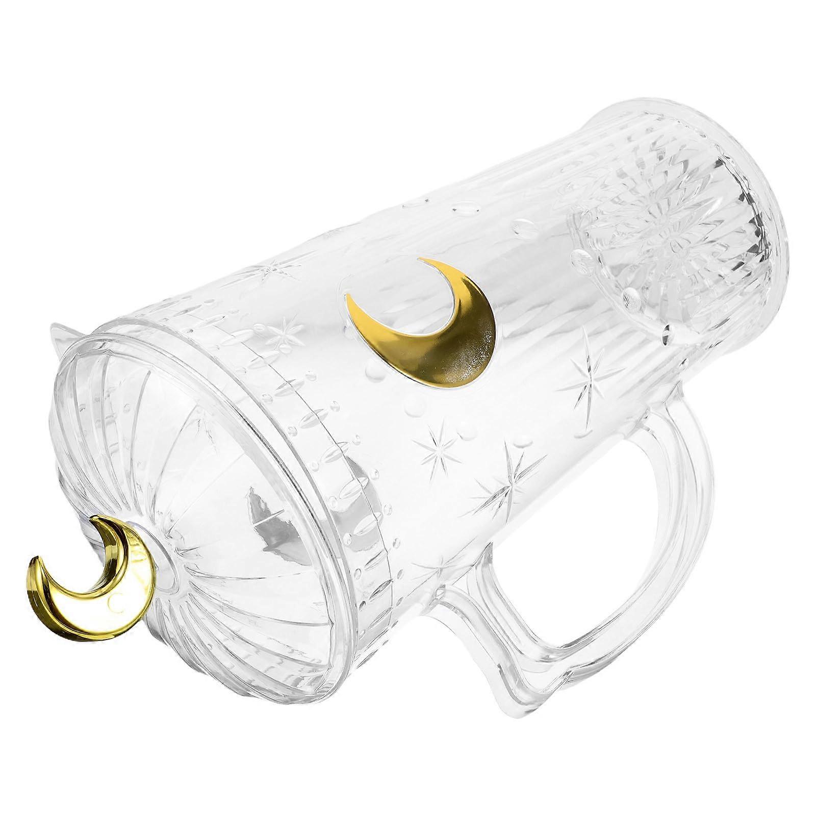 Clear Plastic Water Pitcher with Lid, Large Capacity FridgeFriendly Moon Pattern Carafe
