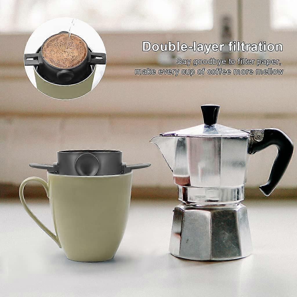 Stainless Steel Coffee Filter Reusable Dripper Double Layer Mesh Foldable Basket for Pour Over