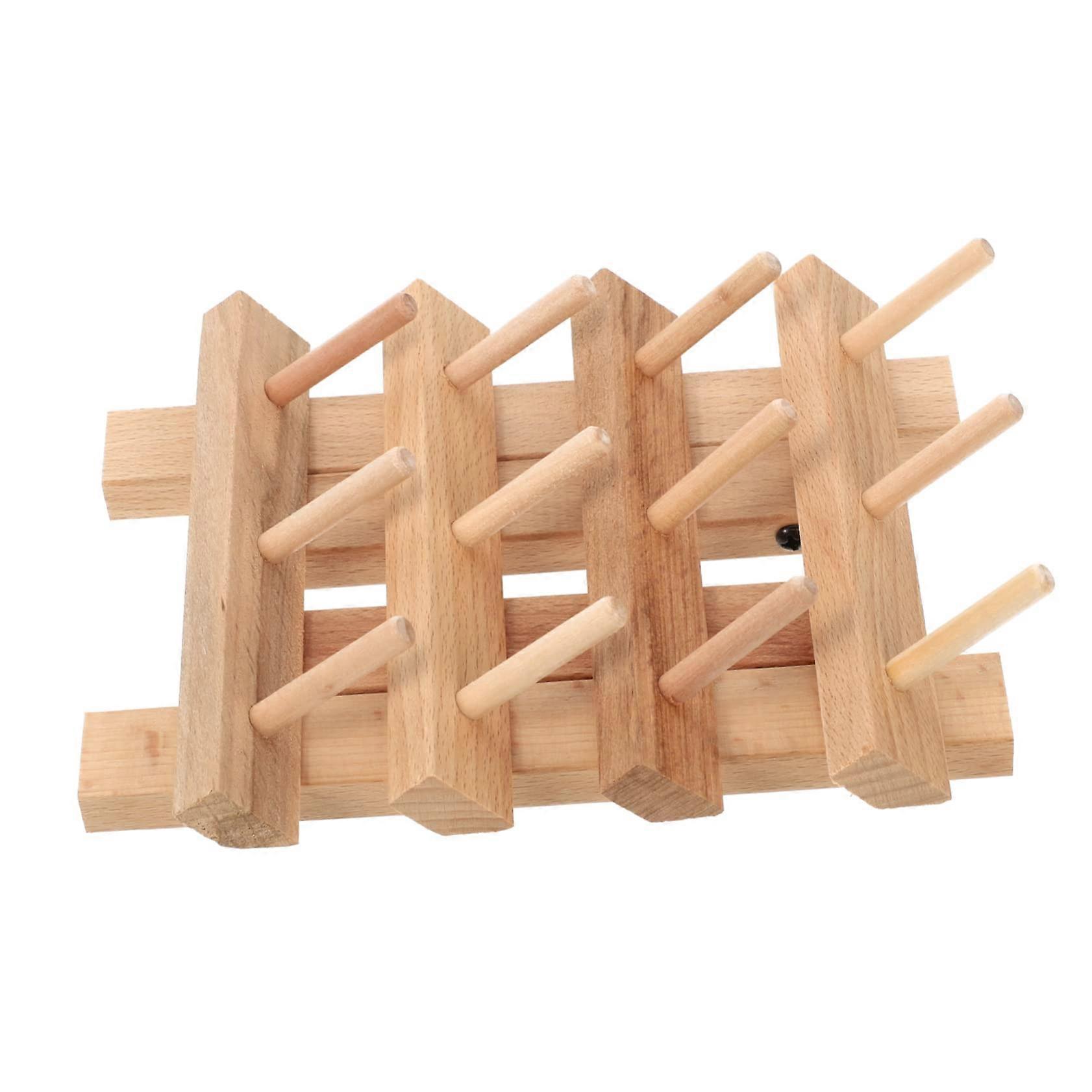 Foldable Beech Wood Storage Rack Wall Mount Space Saving Organizer for Embroidery Threads