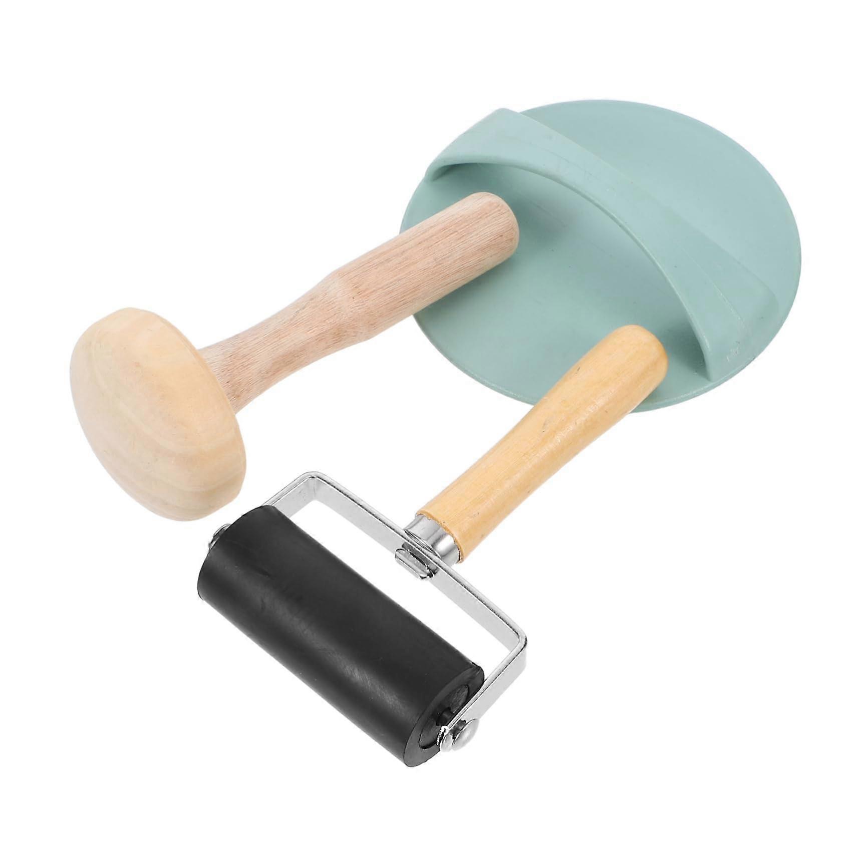 Printmaking Roller Tool Set with Durable Stable Rollers and Comfort Grip Mallet for Block Printing Art