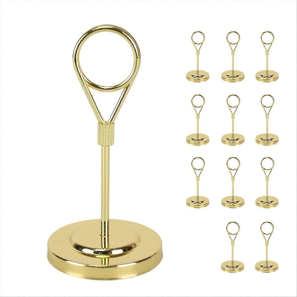 12pcs Gold Premium Table Place Card Holders, Weighted Base Stand
