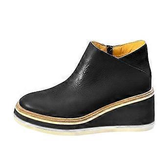 Dames slip-on hoge sneakers met sleehak, verborgen platformhak, enkellaarsjes maat 36 zwart
