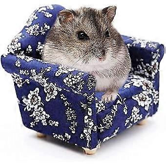 Hamster Mini Baumwolle Sofa Stuhl, kleines Tier blaues Bett gemütlich mit Kissen, Käfig Dekor Fotospielzeug, Relax Habitat Haus Accessoires, Schlafpolster Rest