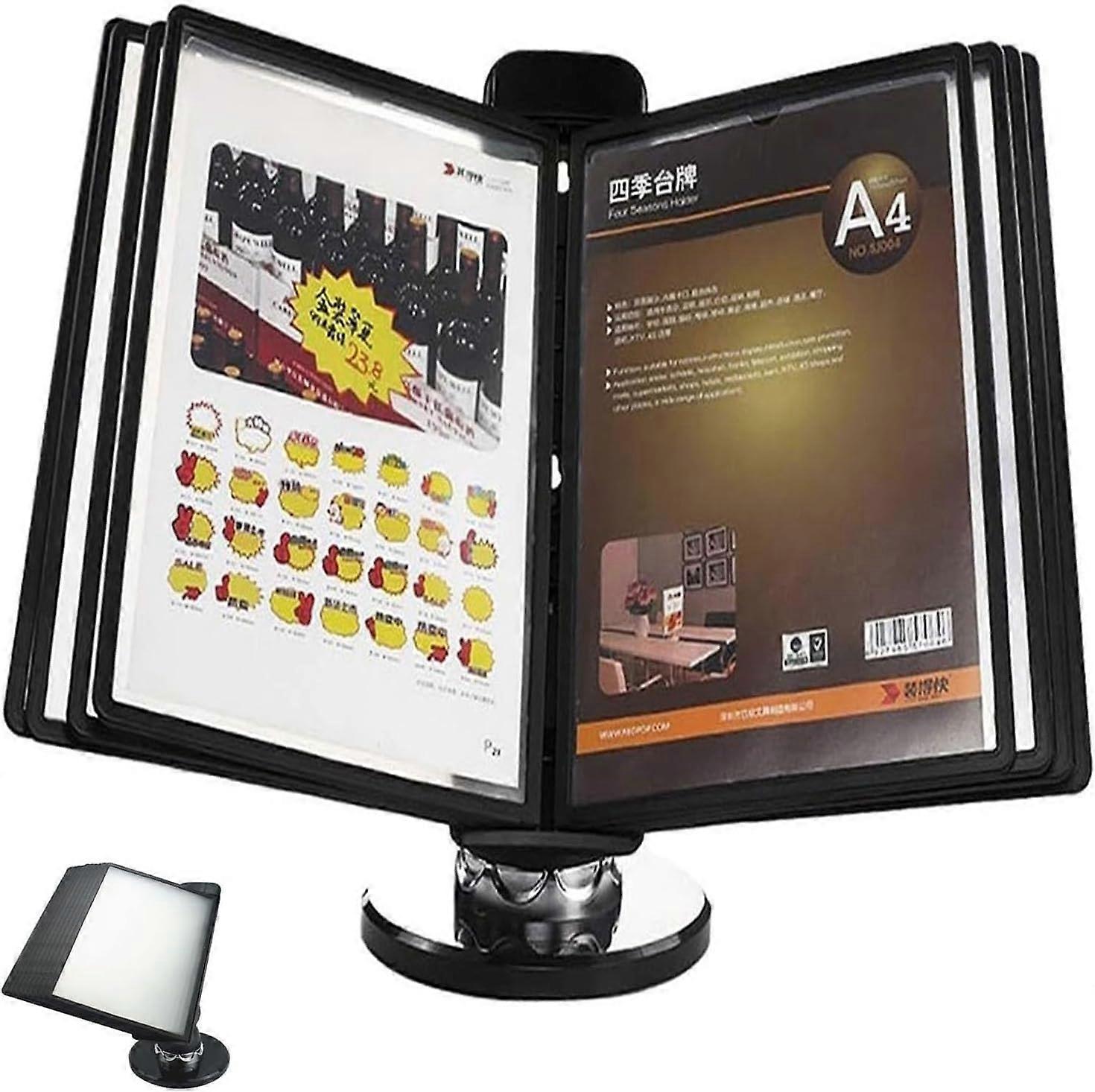 Desktop Reference System, Display Panel System, 20 DoubleSided A4 Pockets, Weighted Base, Black