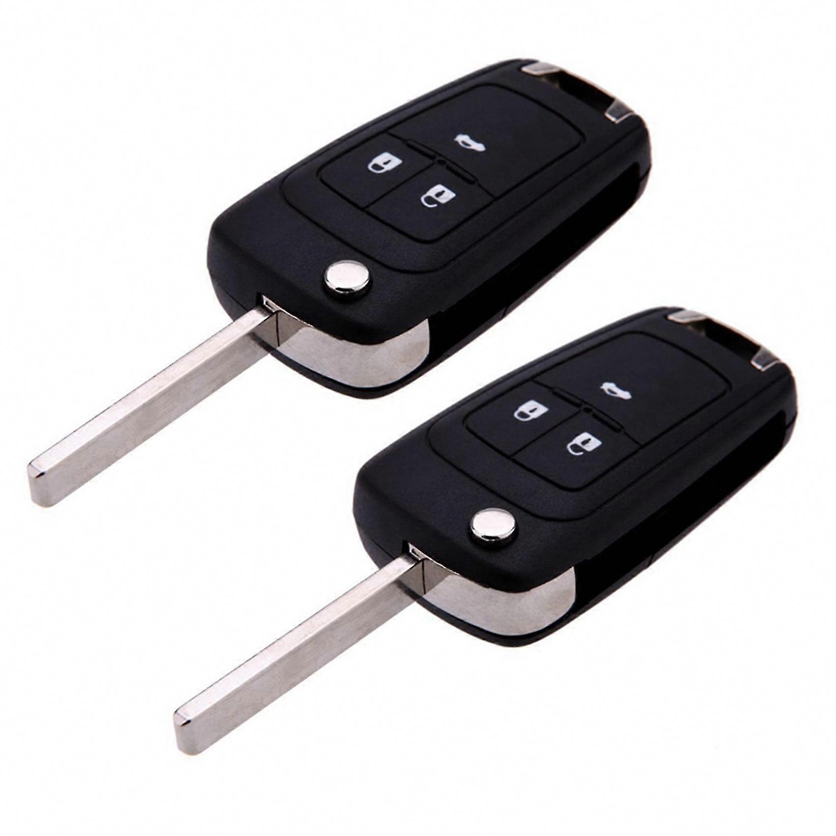 2X Replacement 3-Button Flip Key Fob Case Shell for Chevrolet Keyless Entry Remote