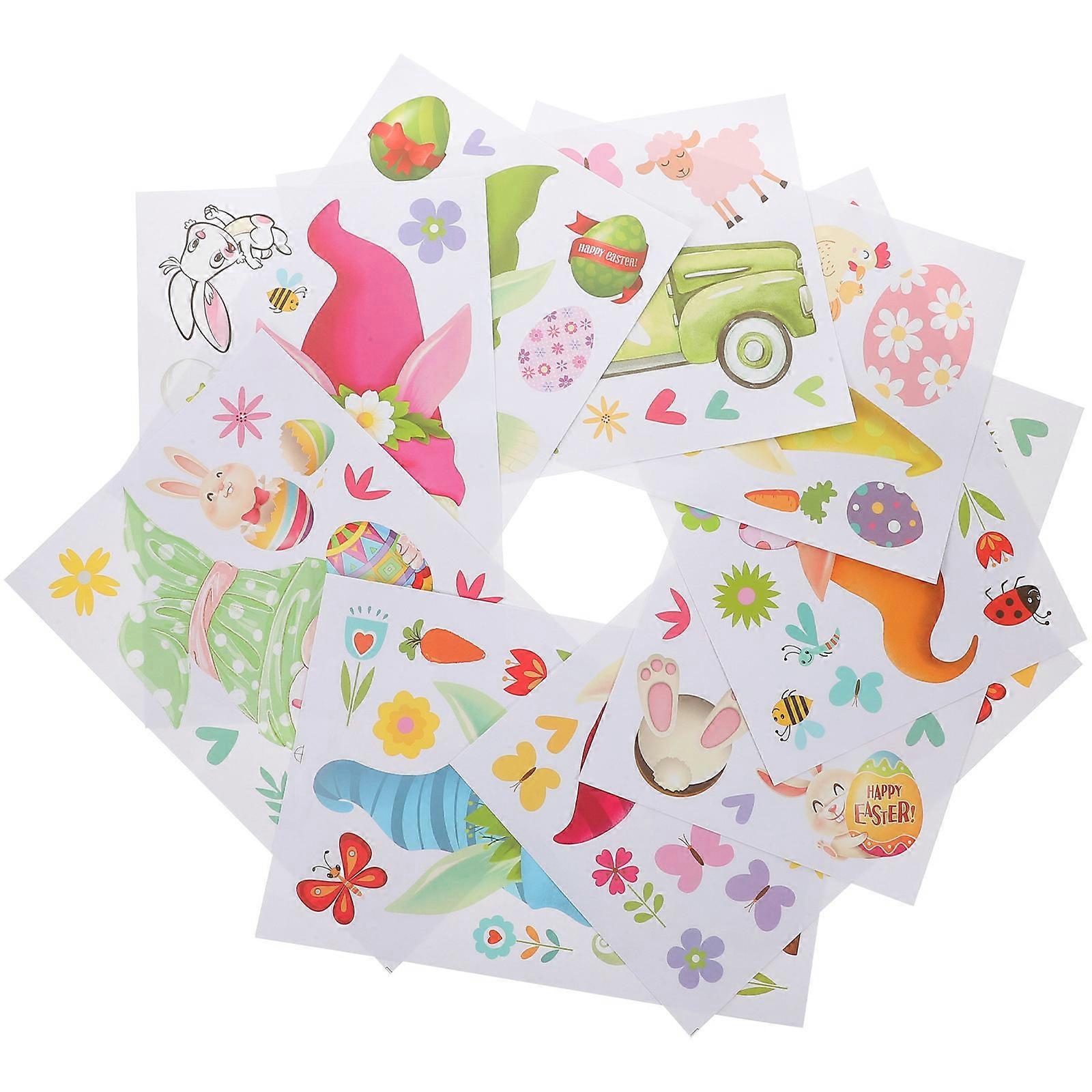 Window Decal Easter for Decor 9 Sheets PVC Multi -Adhesive Stickers