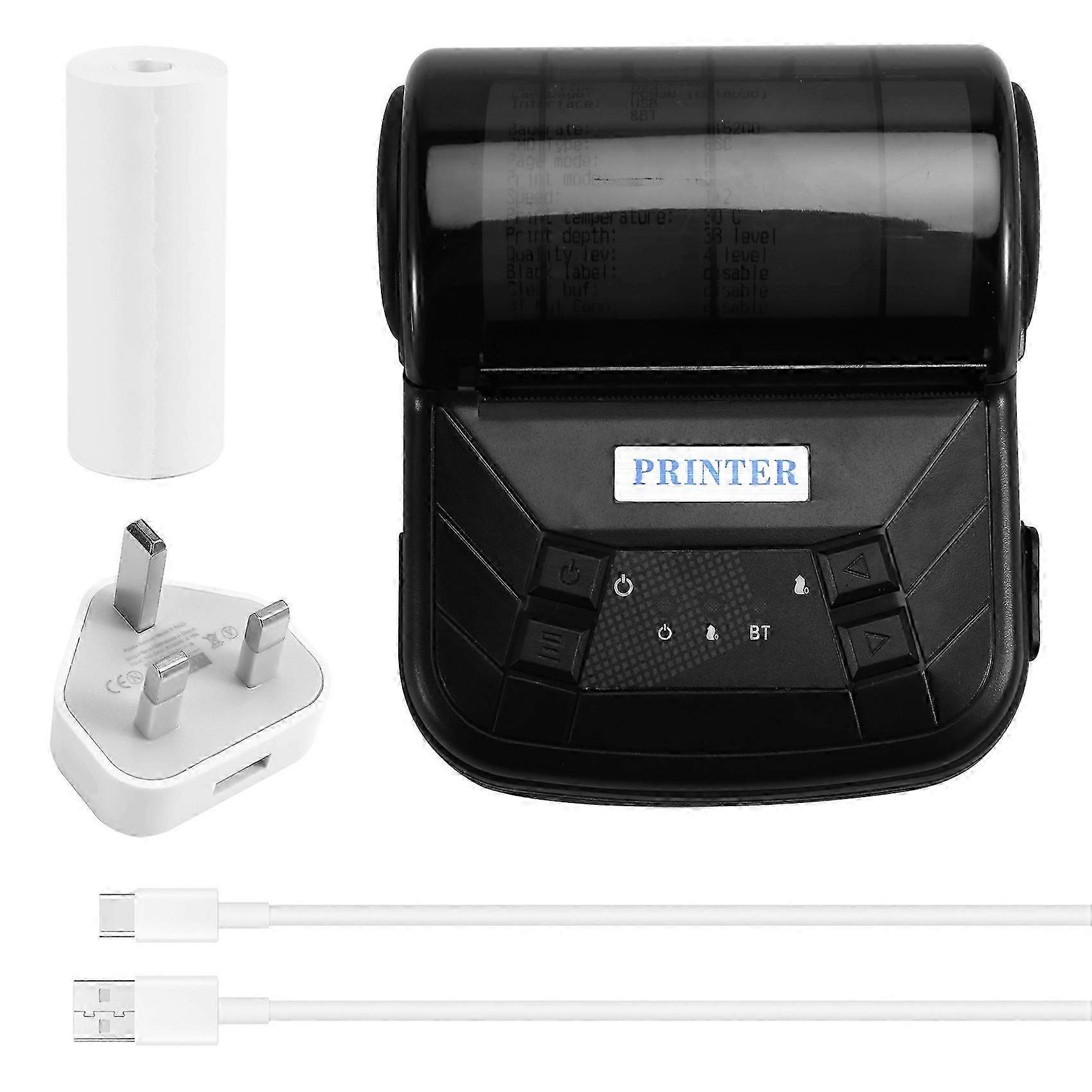 80mm Mini Thermal Printer Portable,Lightweight Design High-Speed Bluetooth Printer compatible with Android, IOS, Windows Plug