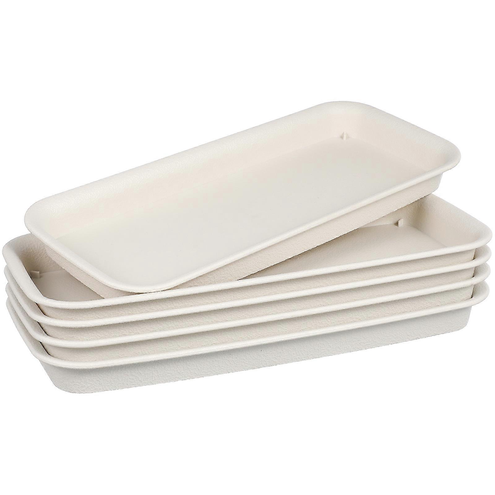 Plastic Plants Tray Rectangular Tray for Surface Protection 5Pcs Beige Pots