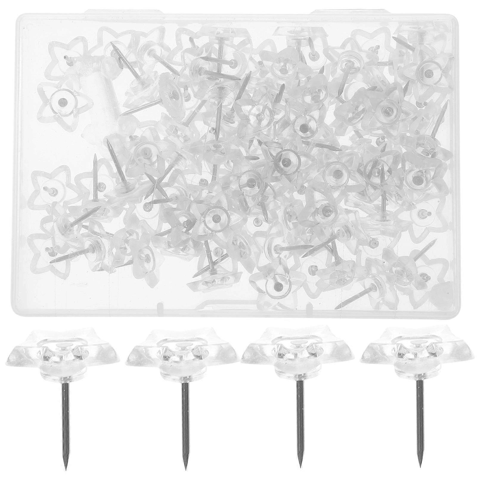 Convenient Thumbtacks White Plastic Metal Multi Function 100Pcs