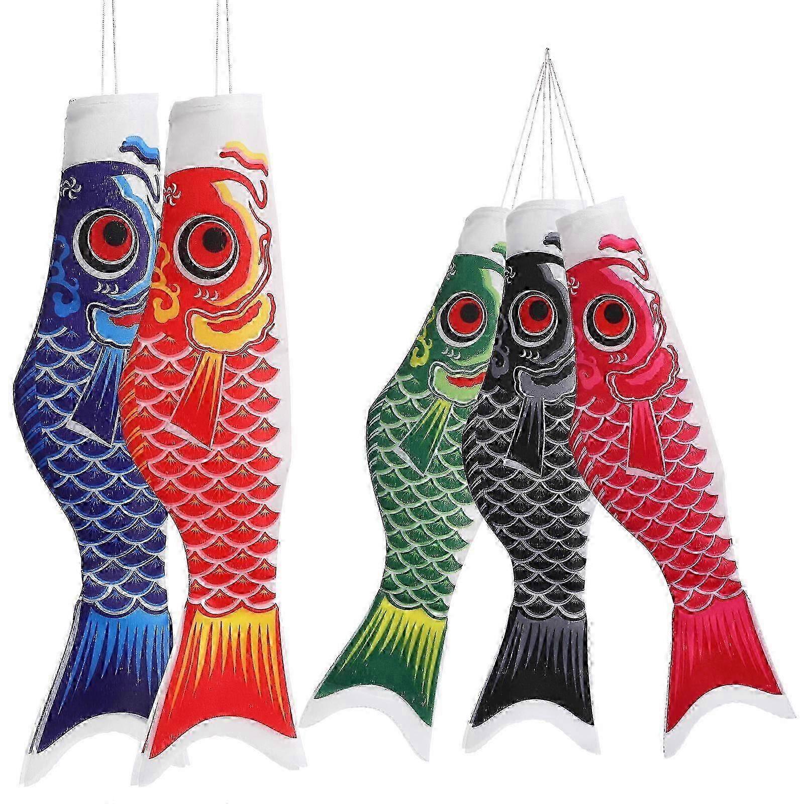Japanese Carp Flag Carp Shape Flags for Decoration 5Pcs Assorted