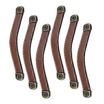 Lot de 6 poignées de tiroir en alliage de zinc et cuir pour commode, placard, armoire