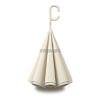Reverse Folding Umbrellas for Car Use Double Layer Waterproof C-Shape Handle Umbrellas for Outdoor-nbh