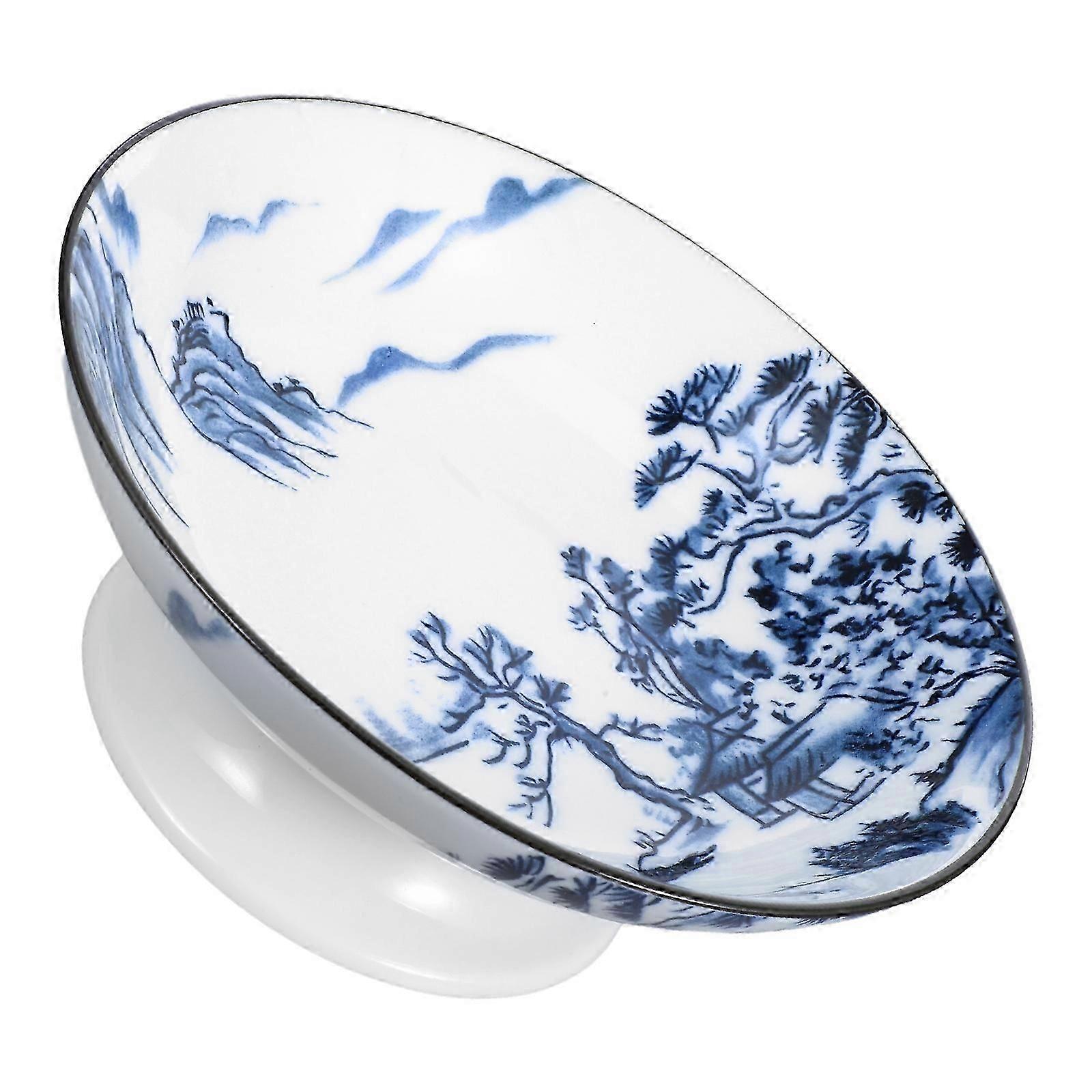 High Footed Fruit Bowl Ceramic Serving Tray for Snacks