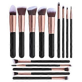14pcs Long Handle Makeup Brush Set, Soft Fiber Hair, Portable for Women