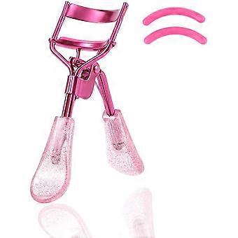 Eyelash Curlers Pink Lash Curler with 2 Silicone Refill Pads Glitter Handle Eye Lashes Curler Eyelashes Tool for Women and Girls (Pink)
