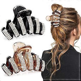 2PCS Crystal Rhinestone Hair Clamps for Women - Acrylic Large Bling Jaw Clips with Strong Hold for Thick Hair